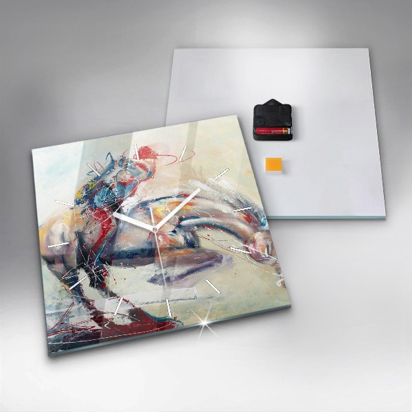 Square wall clock Illustration of galloping horses