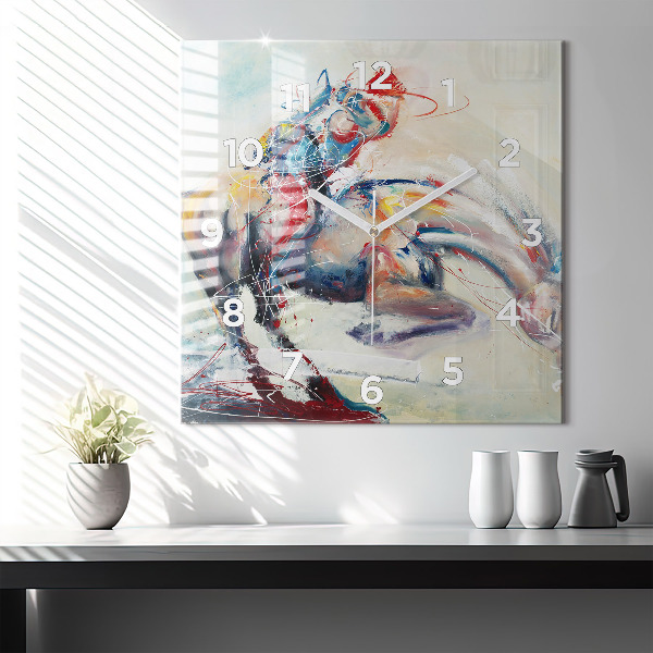 Square wall clock Illustration of galloping horses