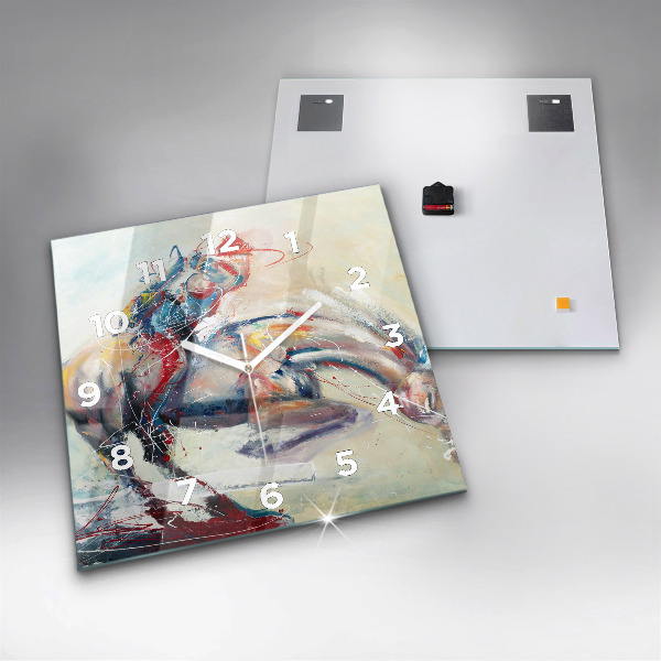 Square wall clock Illustration of galloping horses