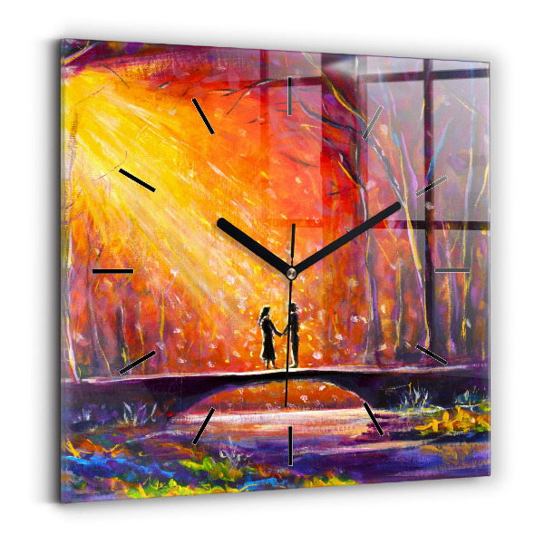 Square wall clock Couple in the forest