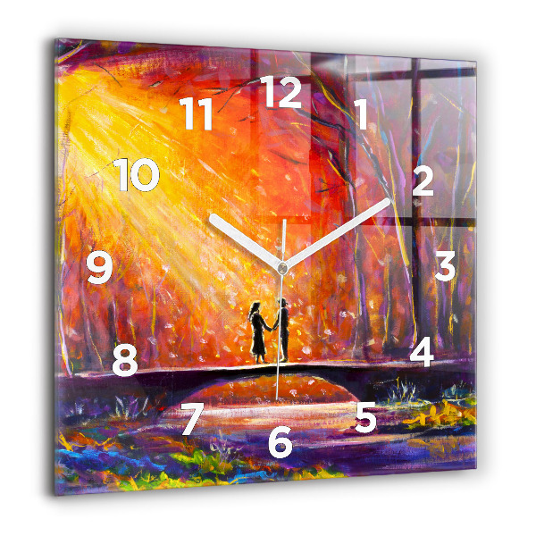 Square wall clock Couple in the forest