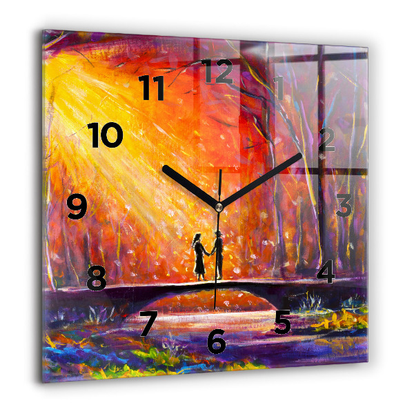 Square wall clock Couple in the forest