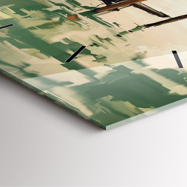 Square wall clock Fishing boats in the port