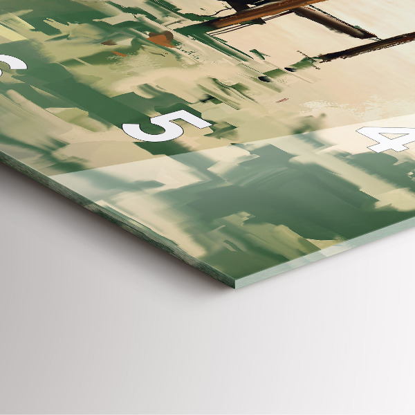 Square wall clock Fishing boats in the port