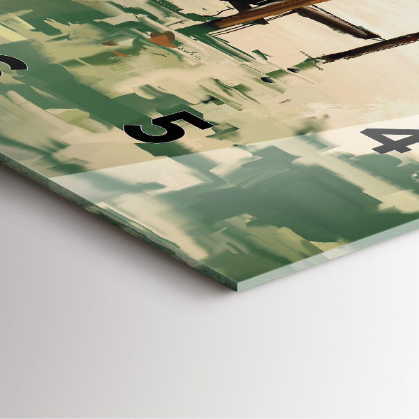 Square wall clock Fishing boats in the port