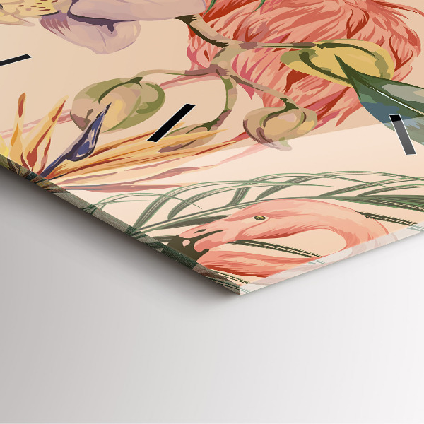 Square wall clock Tropical palm leaves