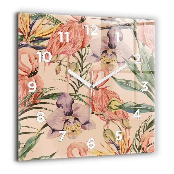 Square wall clock Tropical palm leaves