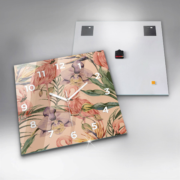 Square wall clock Tropical palm leaves