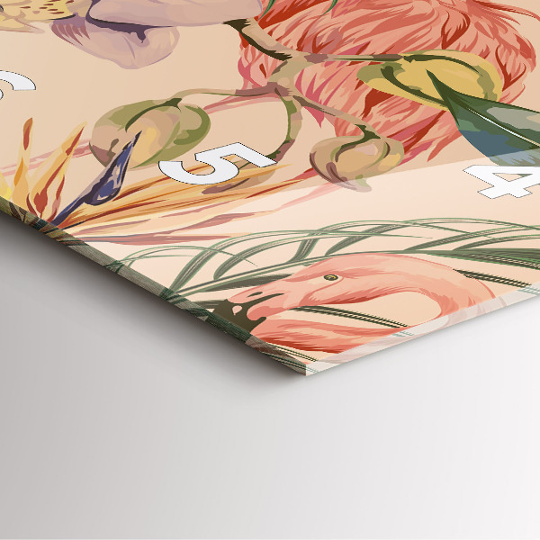 Square wall clock Tropical palm leaves