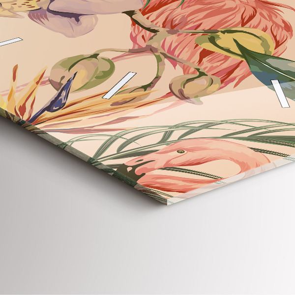 Square wall clock Tropical palm leaves