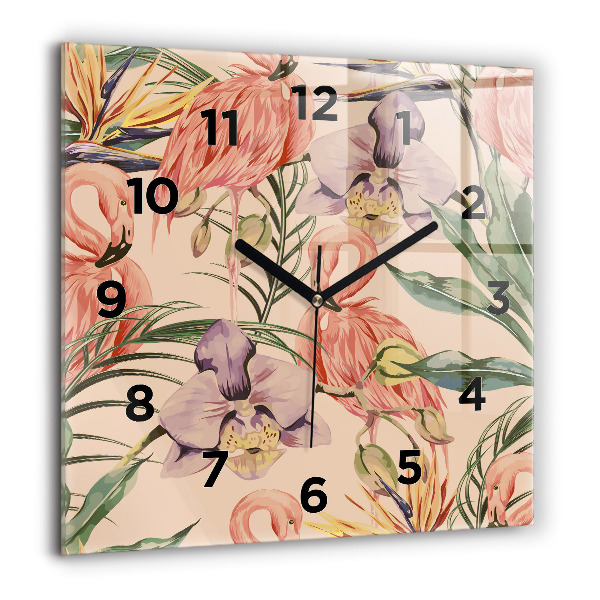 Square wall clock Tropical palm leaves