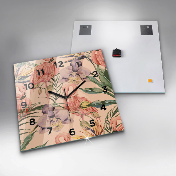 Square wall clock Tropical palm leaves