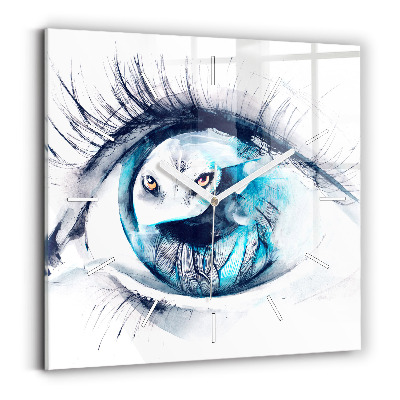 Square wall clock Wolf Eye Illustration