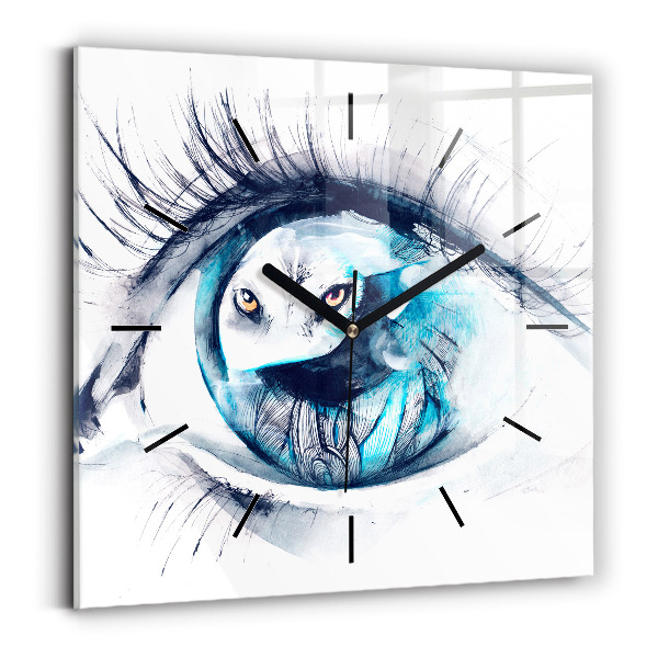 Square wall clock Wolf Eye Illustration