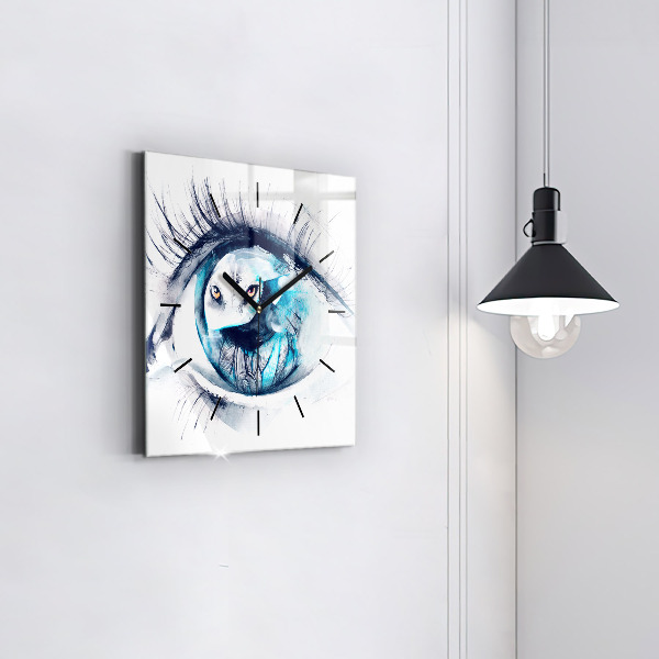 Square wall clock Wolf Eye Illustration