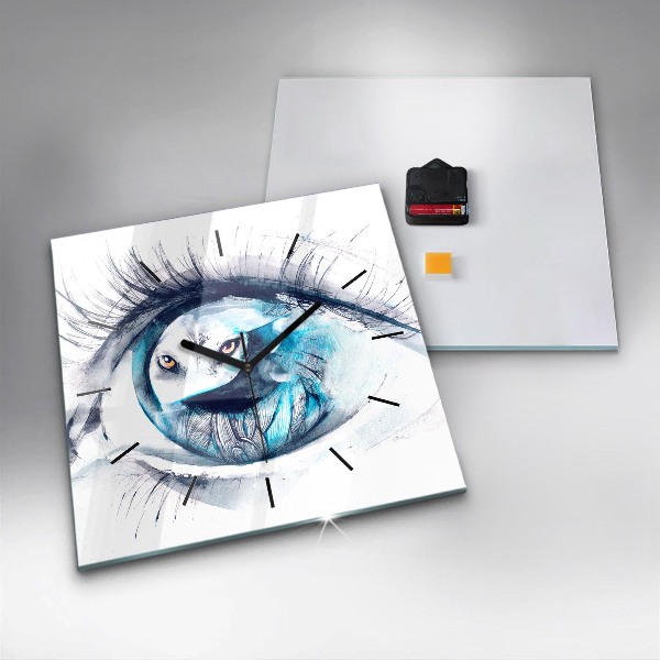 Square wall clock Wolf Eye Illustration