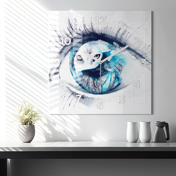 Square wall clock Wolf Eye Illustration
