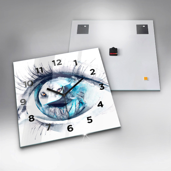 Square wall clock Wolf Eye Illustration