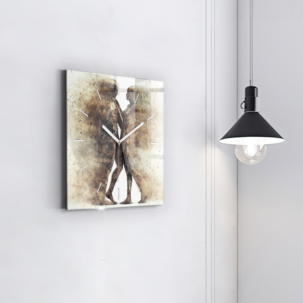 Square wall clock Abstract people sand