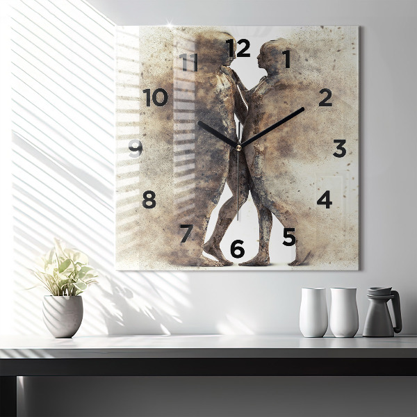 Square wall clock Abstract people sand