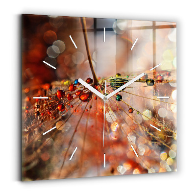 Square wall clock Dandelion with dew