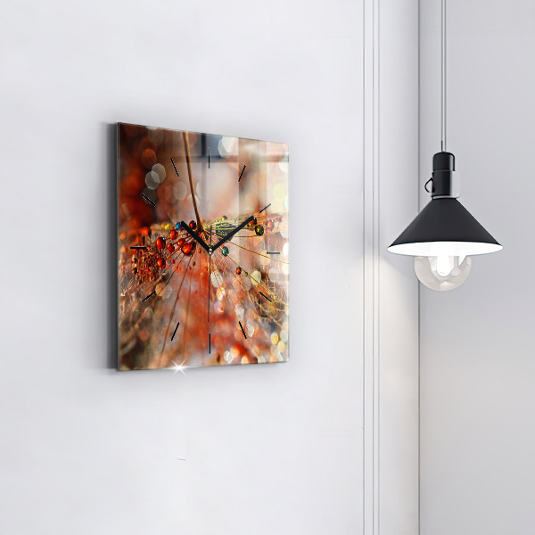 Square wall clock Dandelion with dew