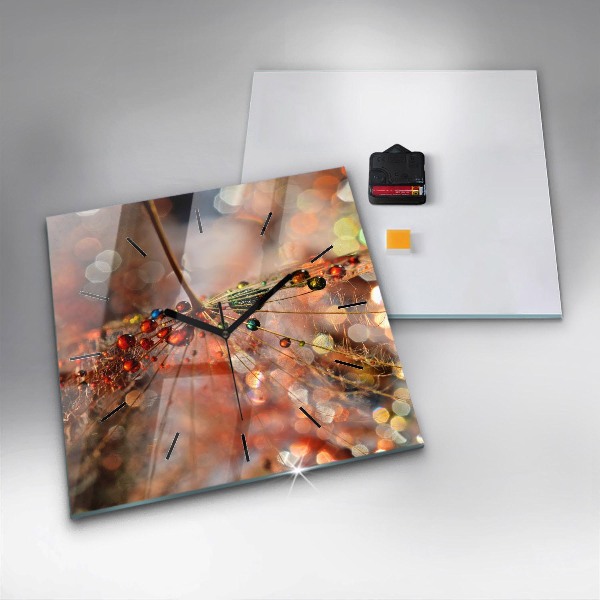 Square wall clock Dandelion with dew