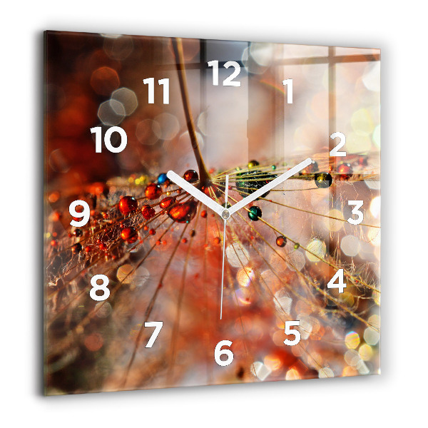 Square wall clock Dandelion with dew