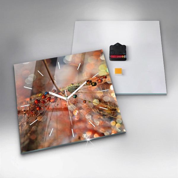 Square wall clock Dandelion with dew