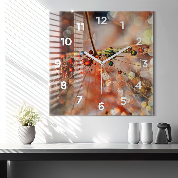 Square wall clock Dandelion with dew