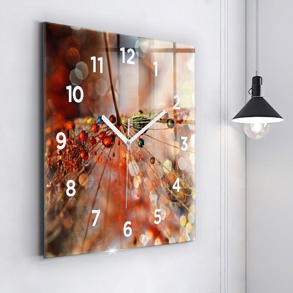 Square wall clock Dandelion with dew