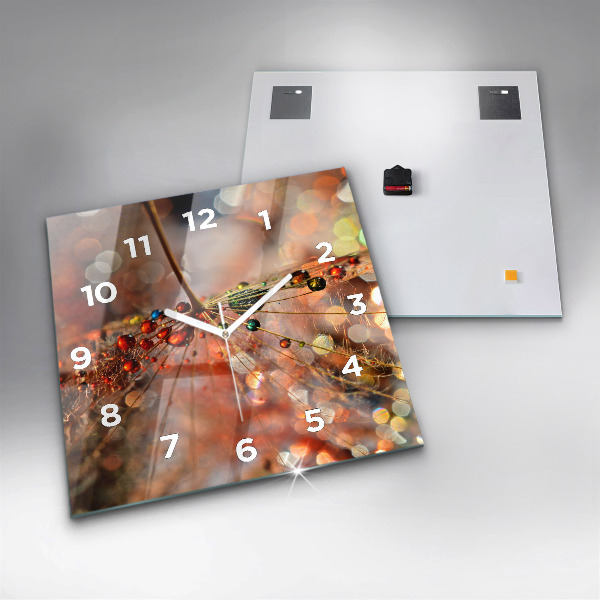 Square wall clock Dandelion with dew