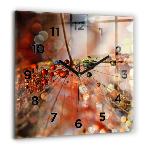 Square wall clock Dandelion with dew