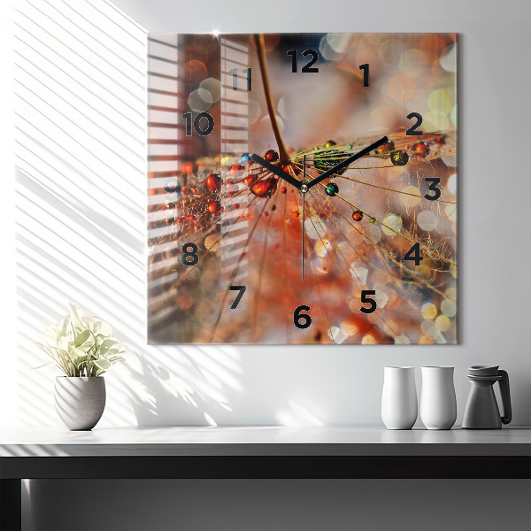 Square wall clock Dandelion with dew
