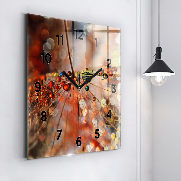 Square wall clock Dandelion with dew