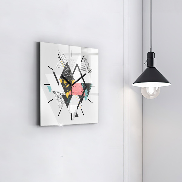 Square wall clock Geometric pattern