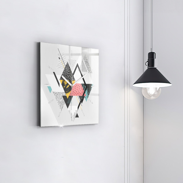 Square wall clock Geometric pattern