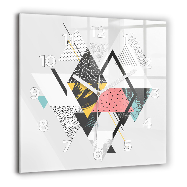Square wall clock Geometric pattern