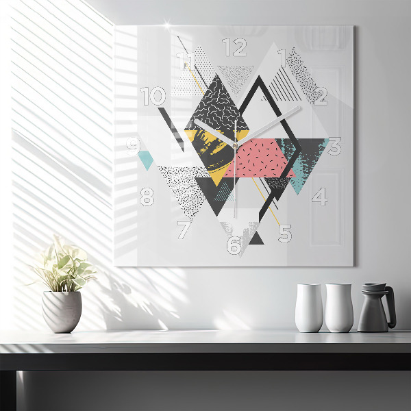 Square wall clock Geometric pattern
