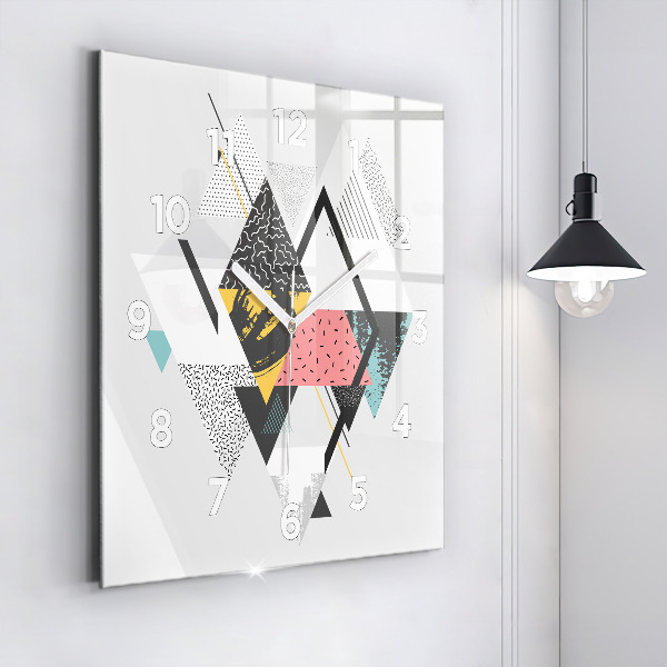 Square wall clock Geometric pattern