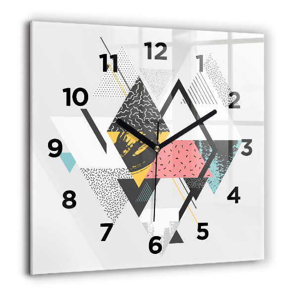 Square wall clock Geometric pattern