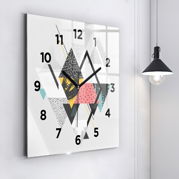 Square wall clock Geometric pattern