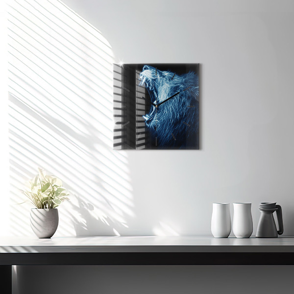 Square wall clock Wild lion