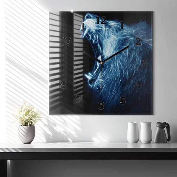 Square wall clock Wild lion