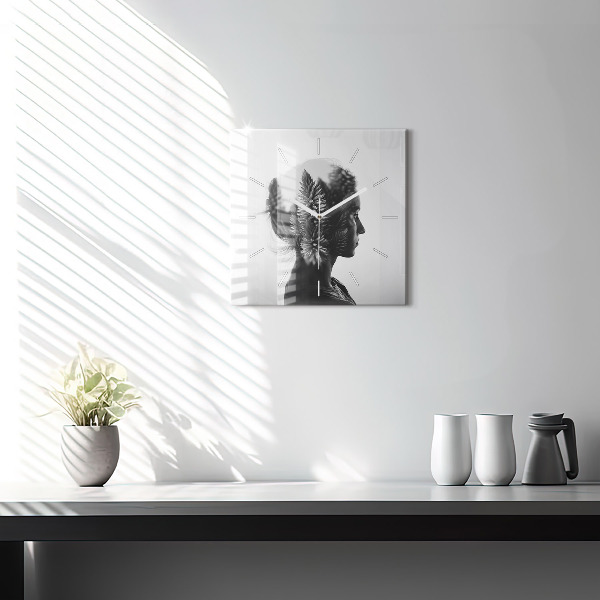 Square wall clock Portrait of a woman
