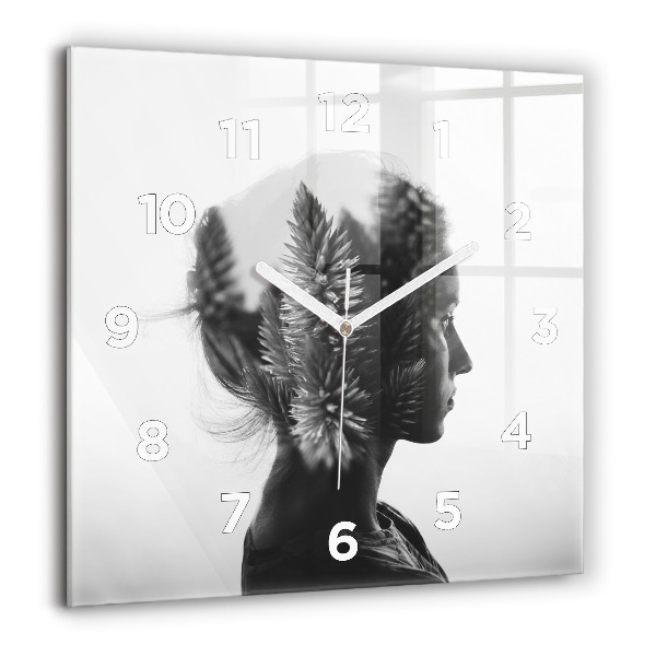 Square wall clock Portrait of a woman
