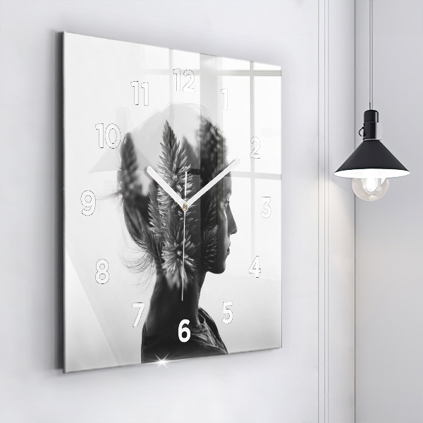 Square wall clock Portrait of a woman