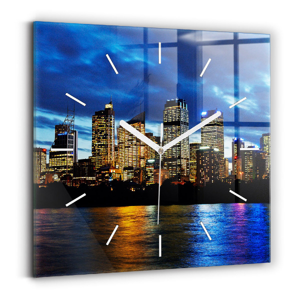 Square wall clock Sydney In The Evening