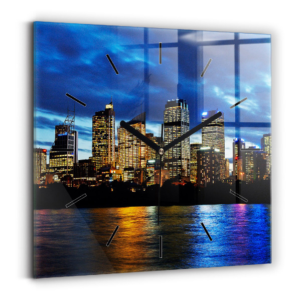 Square wall clock Sydney In The Evening