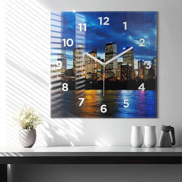 Square wall clock Sydney In The Evening